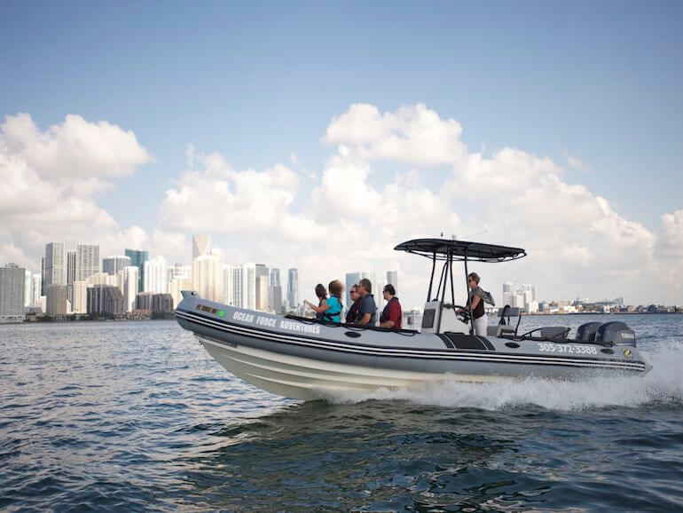 Miami Skyline during sightseeing boat tour