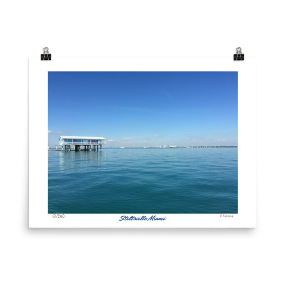 Framed Stiltsville photo custom designed by Ocean Force Adventures boat cruises in Miami