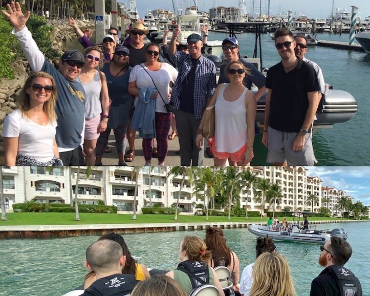 A corporate group event and boat tour in Miami.