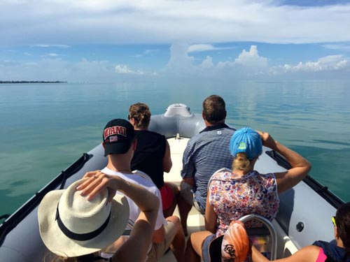 A small group on a Miami excursion to see Stiltsville located in Biscayne National Park.