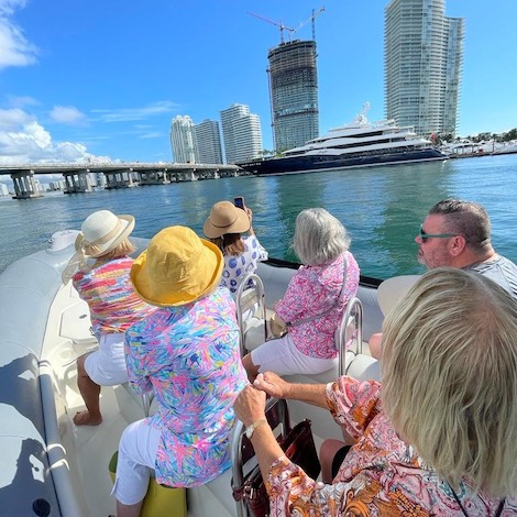 Viewing a mega yacht at Miami Beach Marina on a boat tour in Miami.