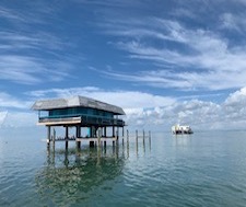 Historic and colorful LeShaw house in Miami's Stiltsville.